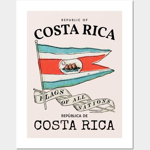 Antique Flag of Costa Rica Wall Art by KewaleeTee